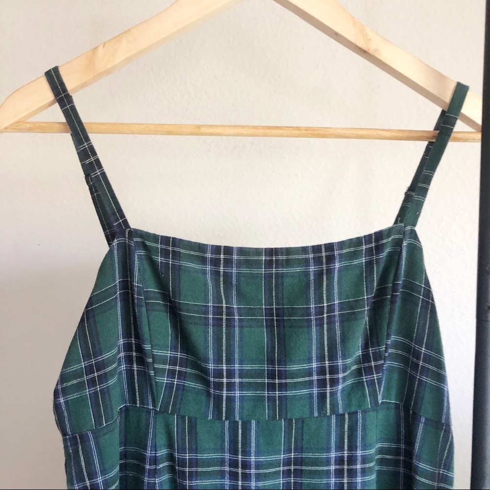 UO Straight Neck Green Plaid Mini Dress Sz.4 - Picture 6 of 13